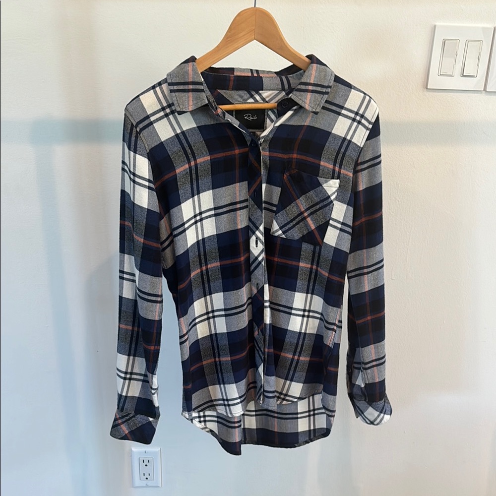Rails Navy and White Plaid Button Down Shirt